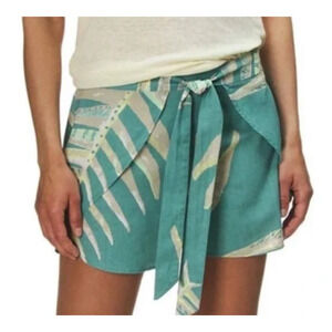 Patagonia Women’s sz XL Hemp Blue Island‎ Tropical Print Shorts Wrap Skort Vacay